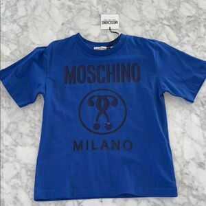 NWT Moschino Blue Short Sleeve Tee with Logo 5Y